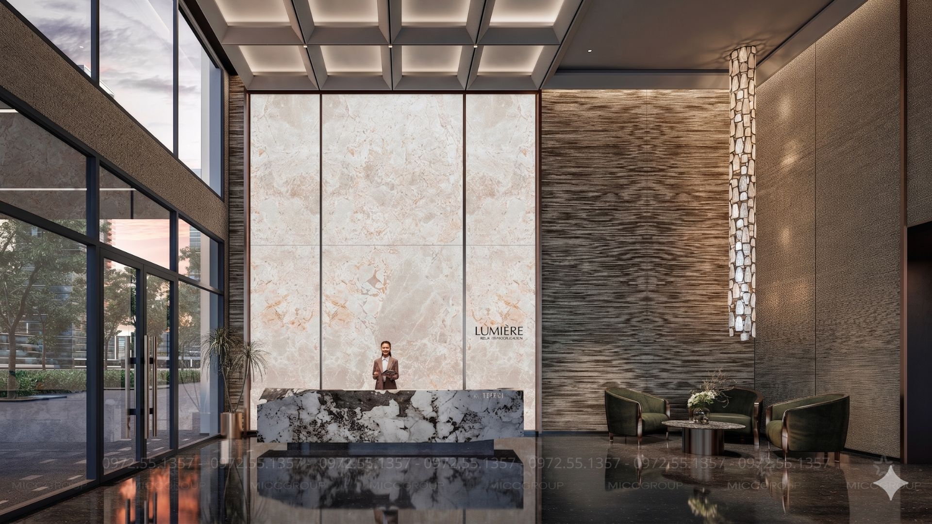 Sảnh Lounge toà L1 và L2 phân khu The Bloom